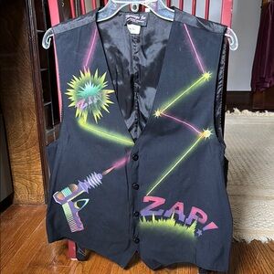 Black Vest with Neon Graphic Design